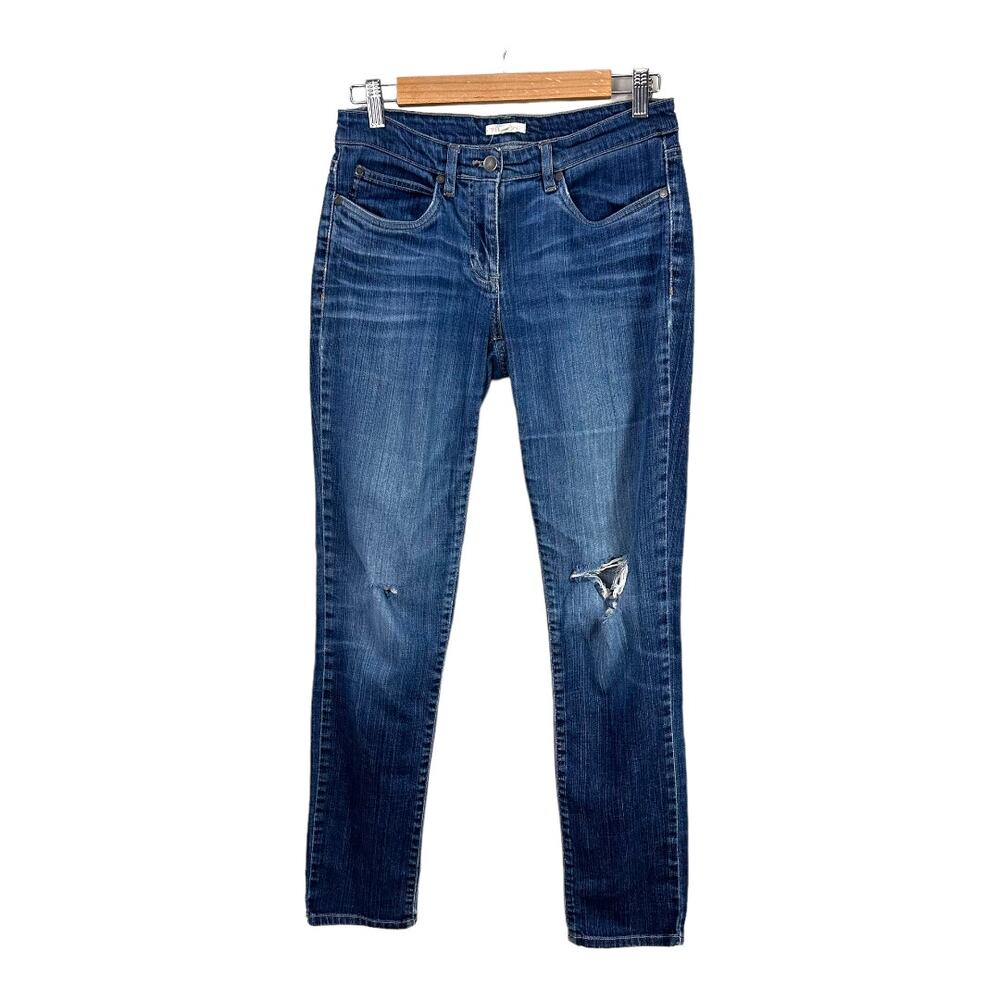Eileen Fisher Distressed Straight Leg Ankle Jeans 6